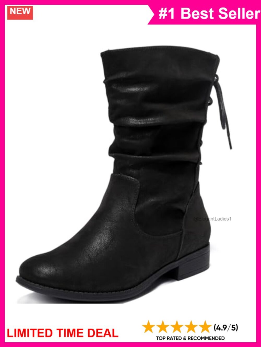 Women's Extra Wide Width Faux Leather Ankle Boots Memory Foam Side Zip Booties